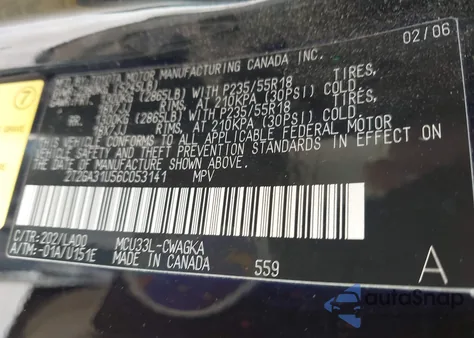 2006 Lexus Rx 330 из США, поврежденный, VIN 2T2GA31U56C053141